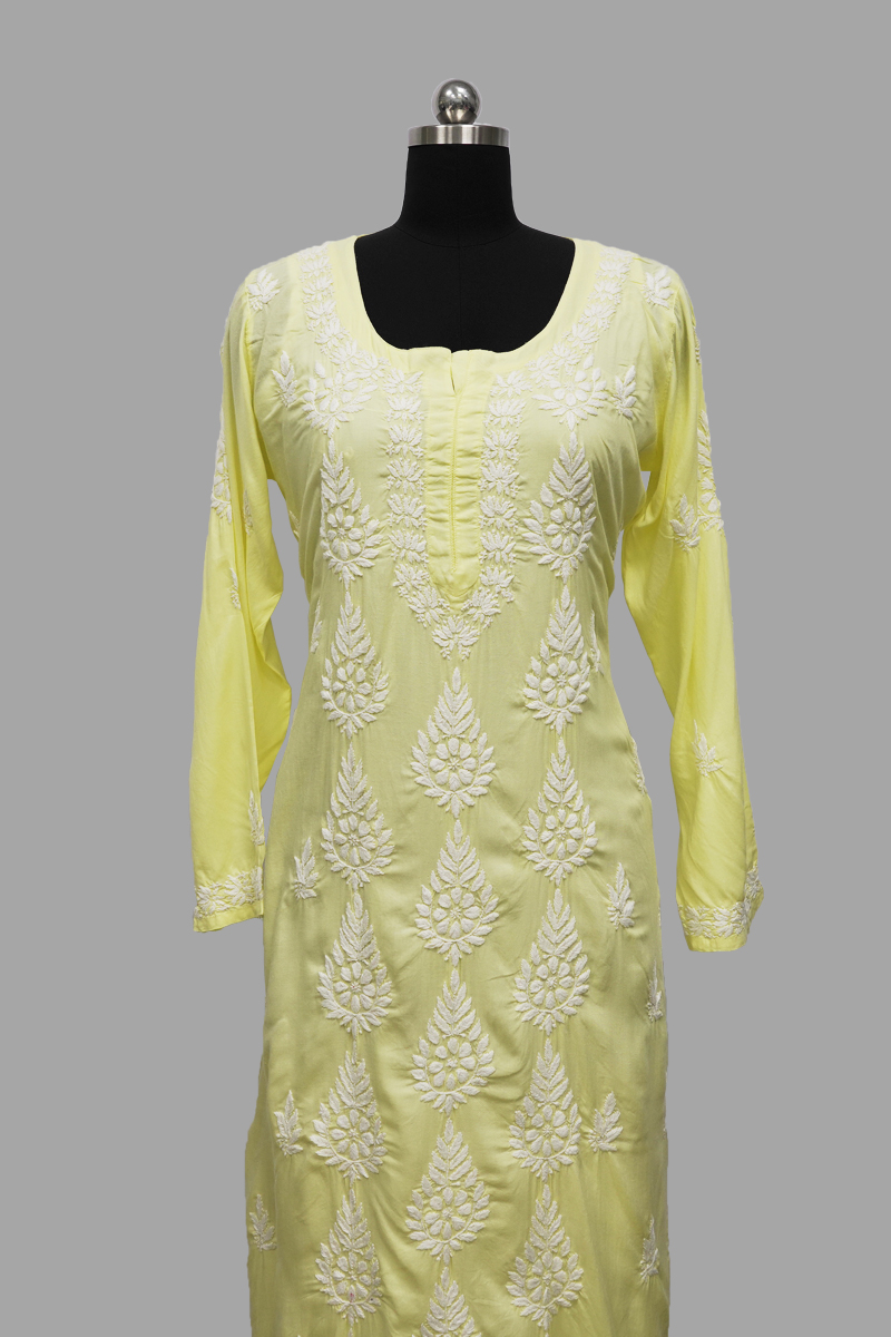 Cotton Chikankari Kurti Fabric at Rs 1,450 / Piece in Lucknow | Chikankari