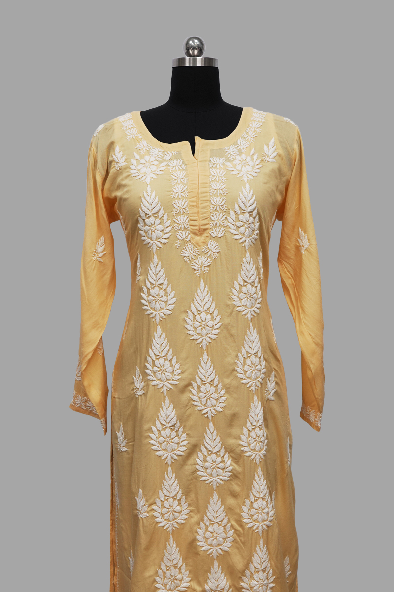 Black Cotton Kurti Lucknow Chikankari Kurta Top Indian Hand Embroidered  Shirt | eBay